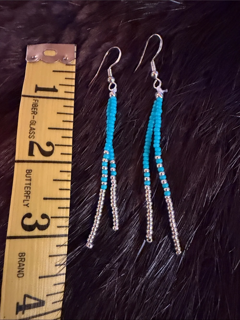 Turquoise Beaded Dangle Earrings - Unbranded